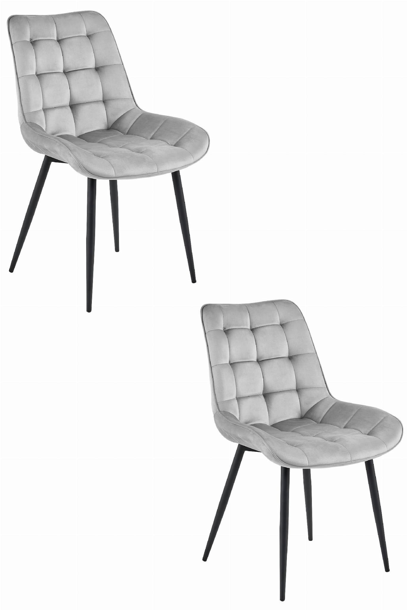 ESSZIMMERSTUHL 2-er Set BERA silbergrauer Sitz, schwarze Beine - Silberfarben/Schwarz, Textil (54/88/60cm) - Valora