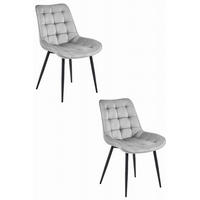 ESSZIMMERSTUHL 2-er Set BERA silbergrauer Sitz, schwarze Beine - Silberfarben/Schwarz, Textil (54/88/60cm) - Valora
