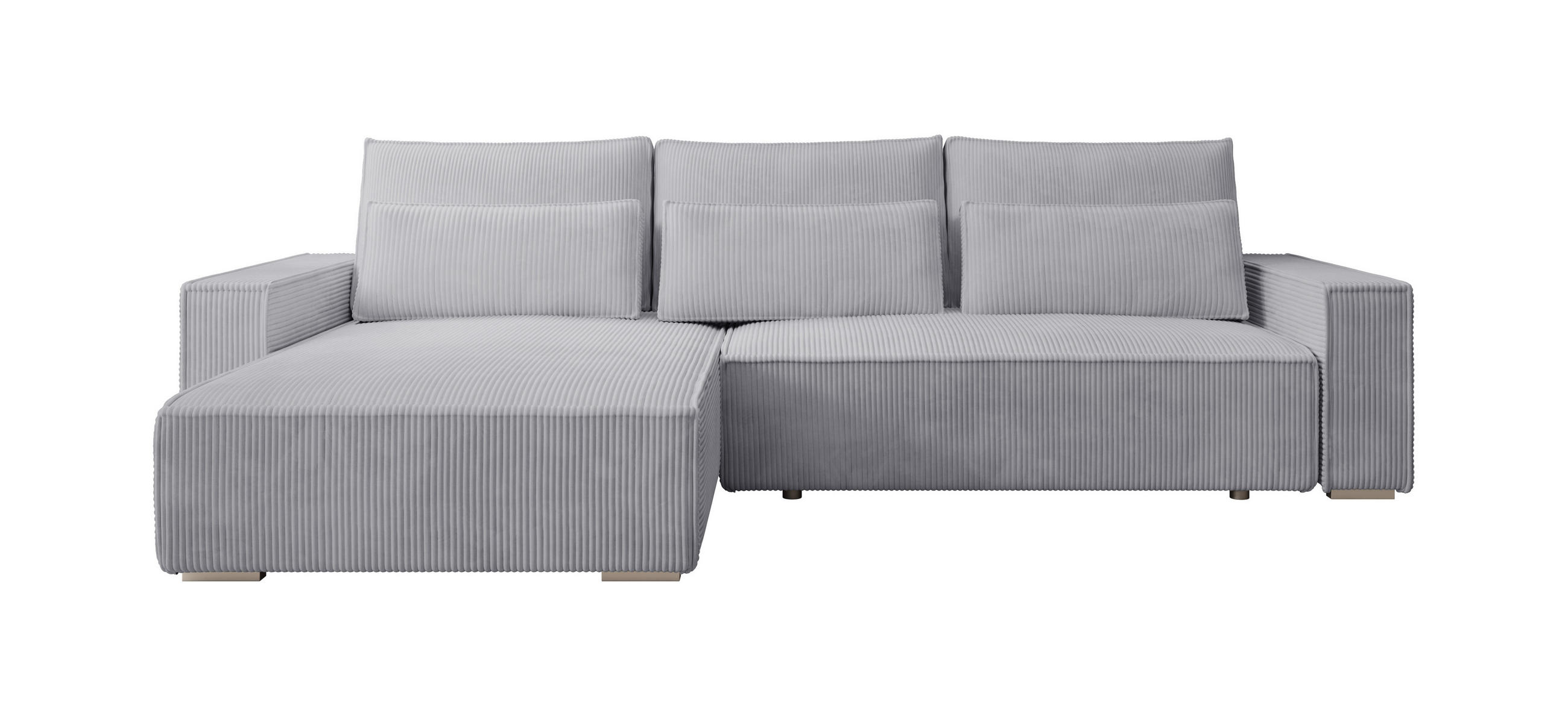 ECKSOFA Alice mit Bettkasten und Schlaffunktion, Cordstoff in L-Form - Grau, Textil (289/184cm)