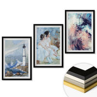 WANDBILDER 3er-Set - 40x60 cm Schwarzer Rahmen - Leuchtturm-Abstrakte Tänzerin - Schwarz, Kunststoff (40/60cm) - ArtPrintCave
