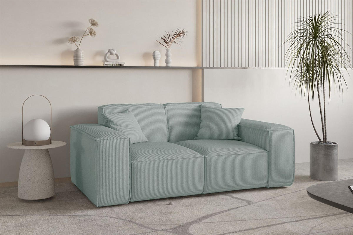 SOFA Celes Premium 2-sitzer Stoff Scala - Pastellblau, Holzwerkstoff/Textil (186/73/88cm) - Fun Möbel