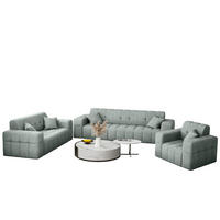 SITZGARNITUR 3+2+1 NIMES Stoff Perfect Harmony Mintz - Mintgrün, Holz/Textil (245/82/92cm) - Kaiser Möbel