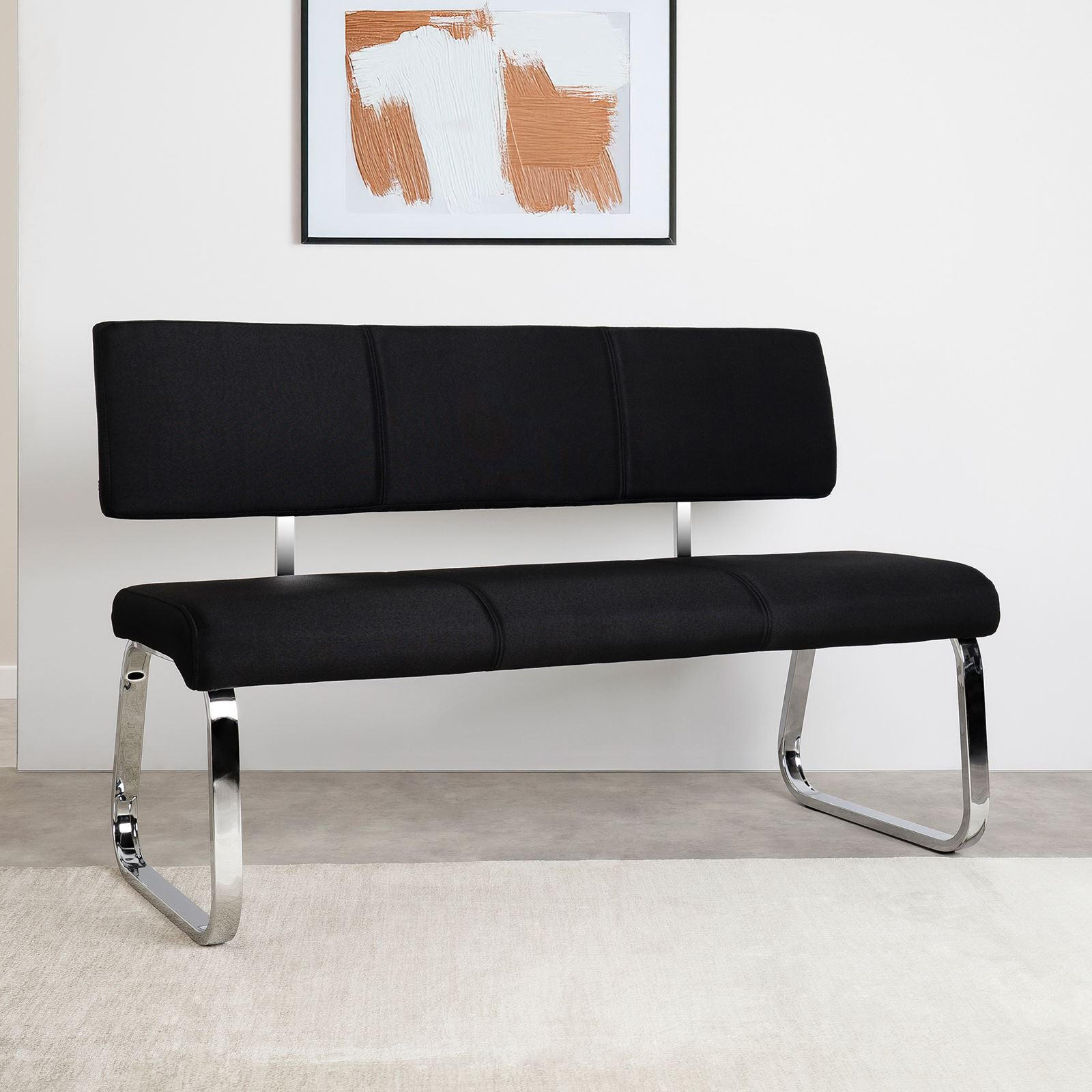 ESSZIMMERBANK VILAS - Schwarz, Textil/Metall (135/56/87cm) - IDIMEX