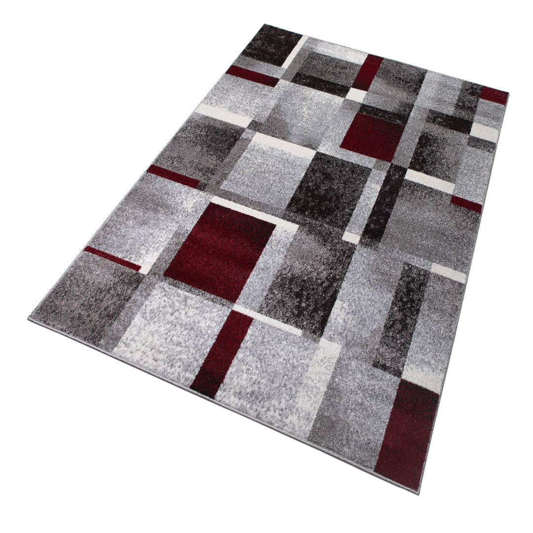 TEPPICH Phönix geometrisches Muster rot 60 x 110 cm - Anthrazit/Rot, Kunststoff/Textil (60/110cm) - oKu-Tex
