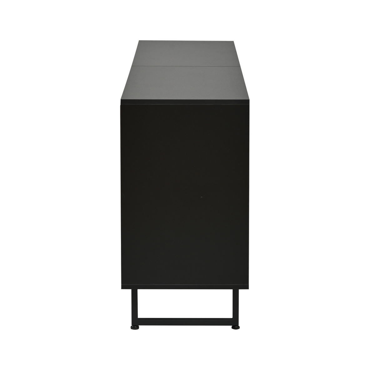 SIDEBOARD Holz Schwarz 4 Türen 160x40x75cm Vakuumform Stauraum - Naturfarben, Holzwerkstoff (40/75/160cm) - FLIEKS