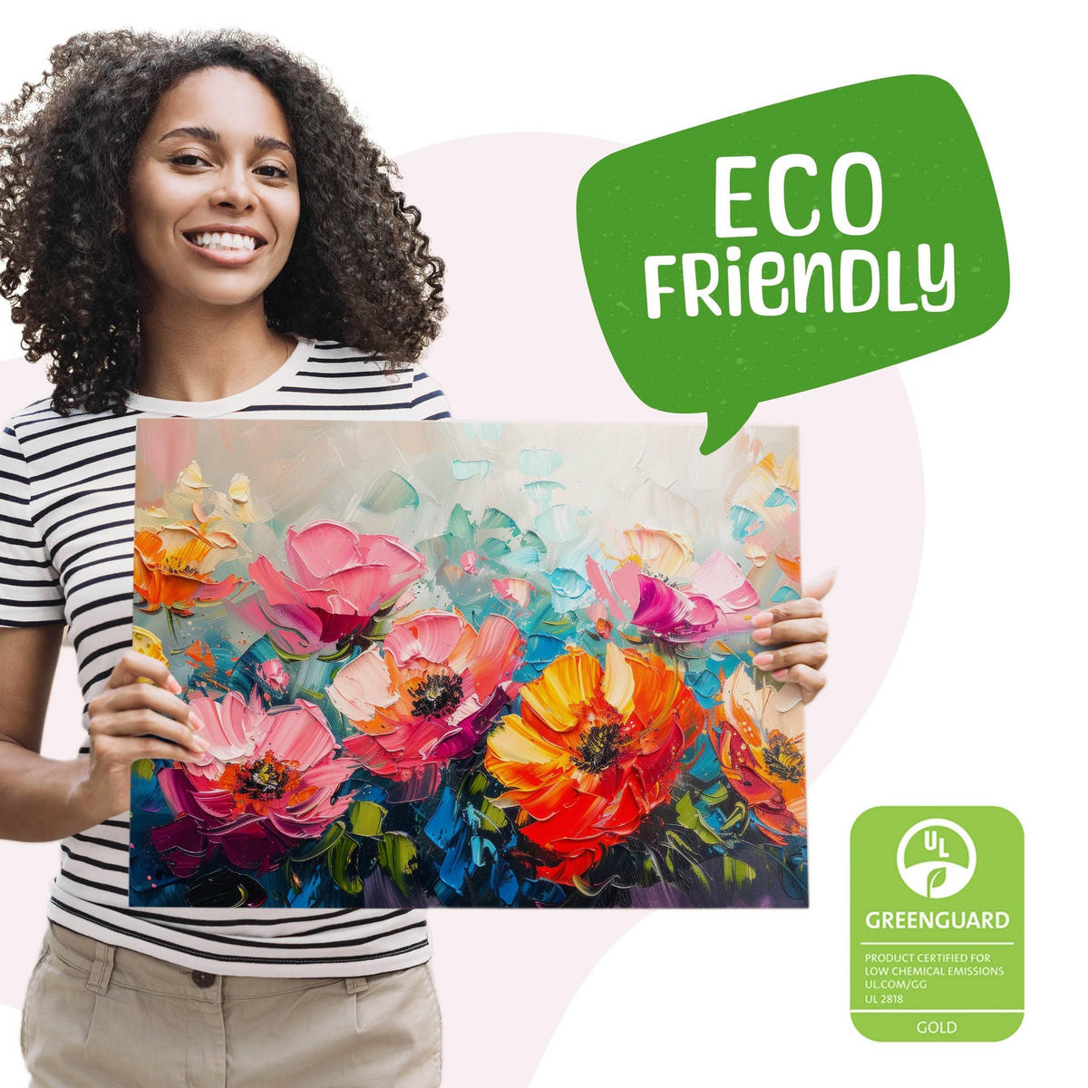 LEINWANDBILD bunte BLUMEN Abstraktion Malarei 70x50cm - Rot/Violett, Textil (70/50cm) - Muralo