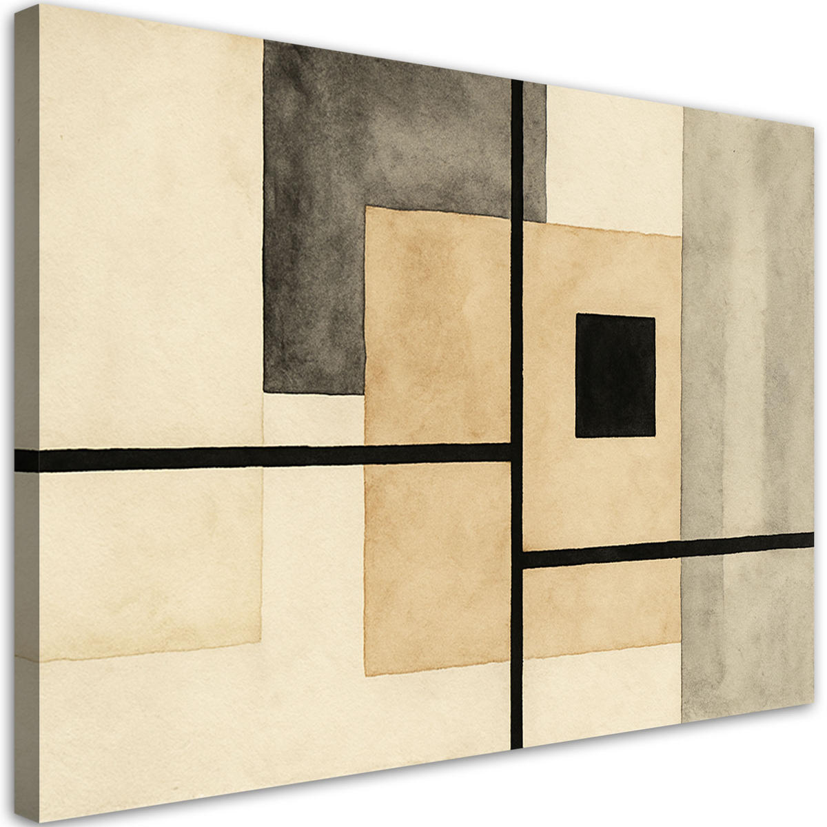 LEINWANDBILD Geometrische Formen Aquarell 120x80cm - Beige, Textil (120/80cm) - Feeby