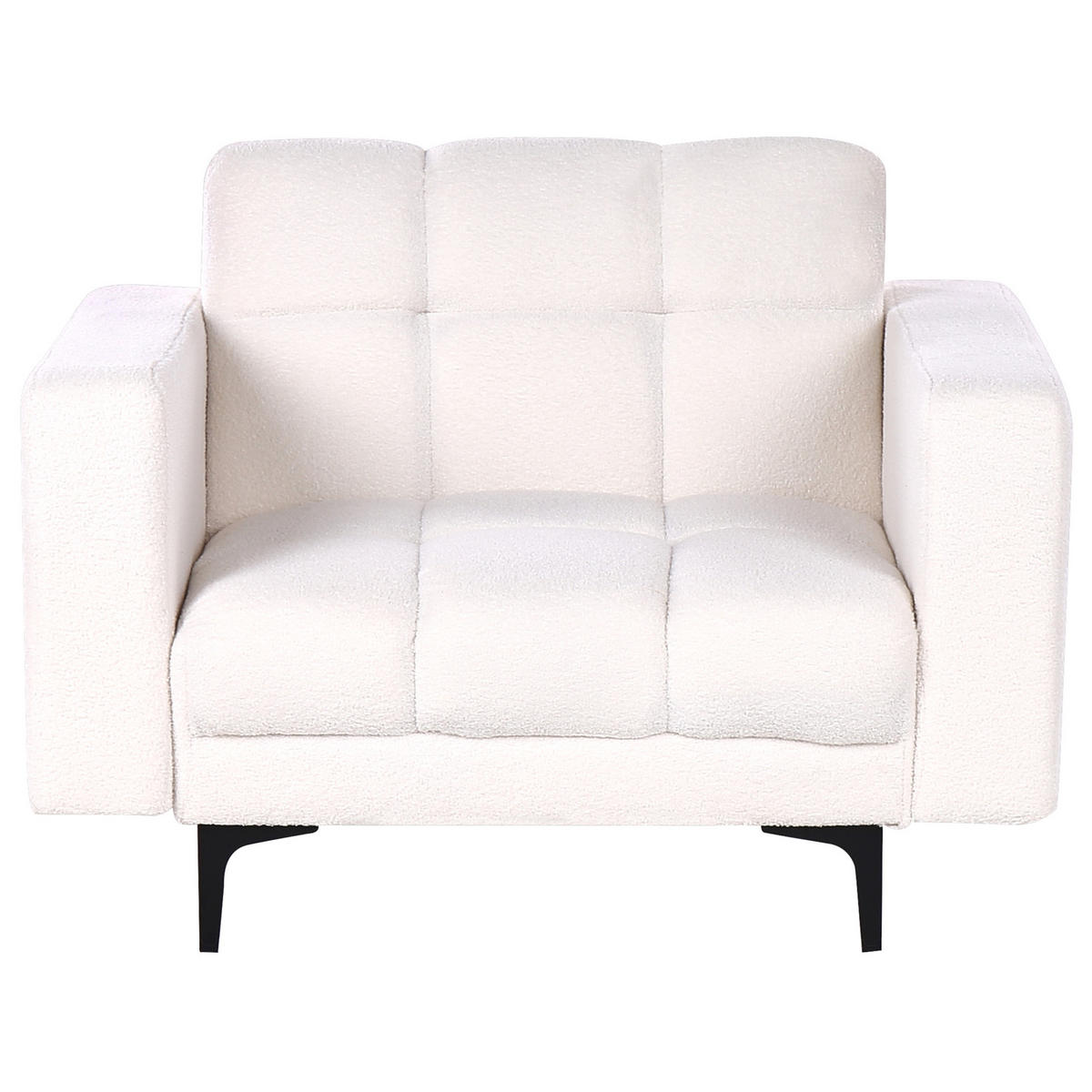 SESSEL Bouclé Weiß Alnes - Weiß, Textil (110/77/89cm) - Beliani