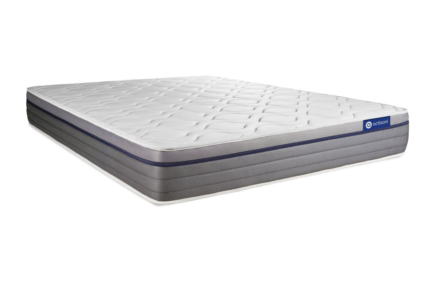 BETT Actimemo zen Memory-Schaum 140 x 190 cm h1 - Kit Bettgestell Grau - Mit Kissen und Bettdecke - Beige/Grau, Karton/Holz (140/190cm) - ACTISOM