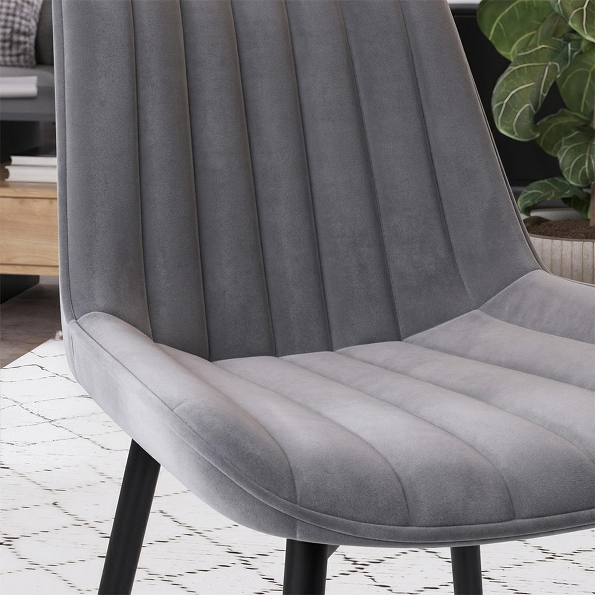 ESSZIMMERSTUHL Ravlo, Grau/Schwarz, 51 x 57 cm 4er Set - Schwarz/Grau, Textil (51/82/57cm) - Vicco