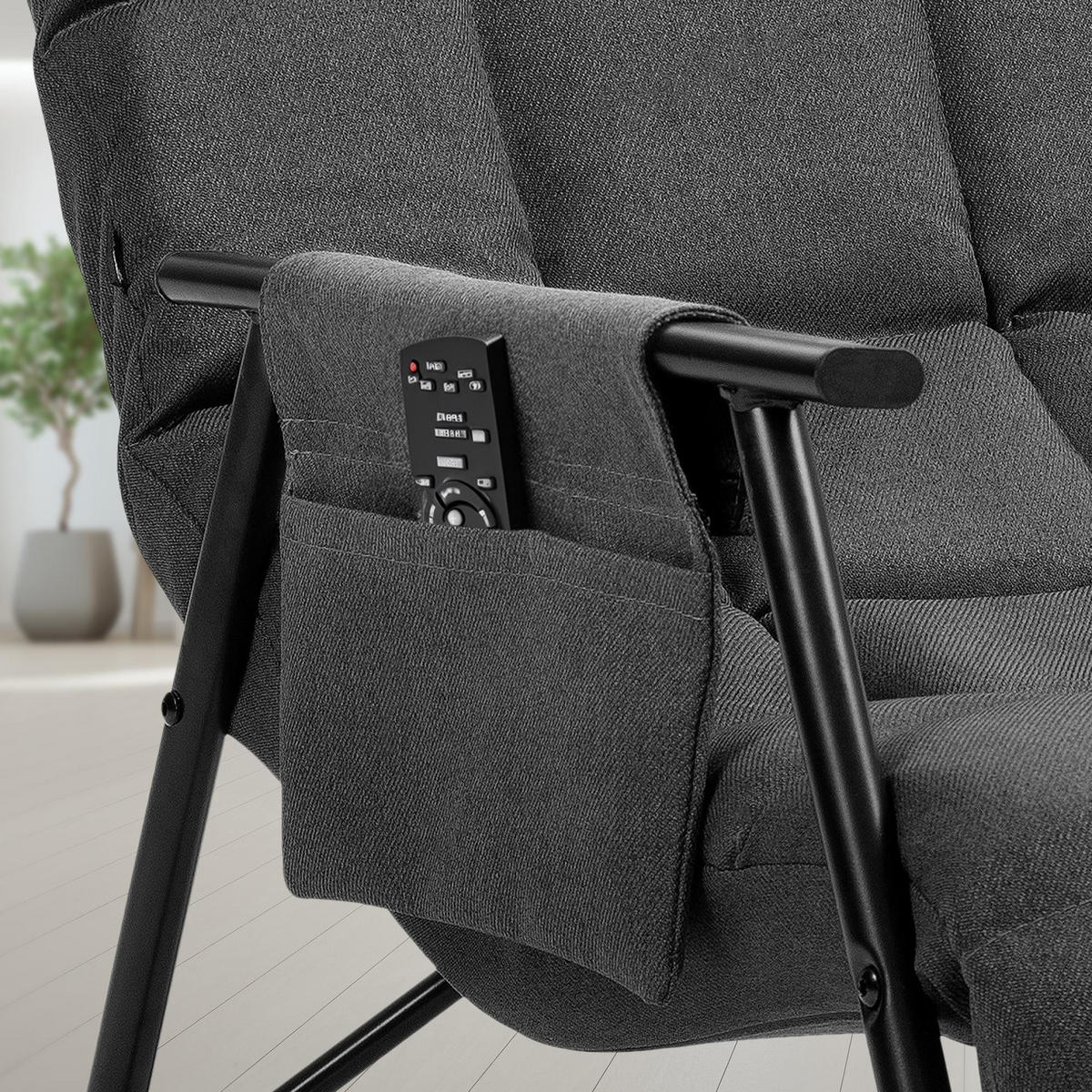 SCHAUKELSTUHL Stoff dunkelgrau - Dunkelgrau, Textil/Metall (61/66/100cm) - CLP