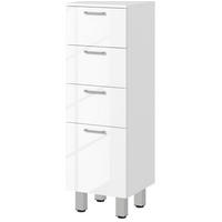 MIDISCHRANK 30/30/93 cm aus Holz mit 4 Schubladen und Hochglanzfront Weiß - Weiß, Holzwerkstoff (30/93/30cm) - Modenvie