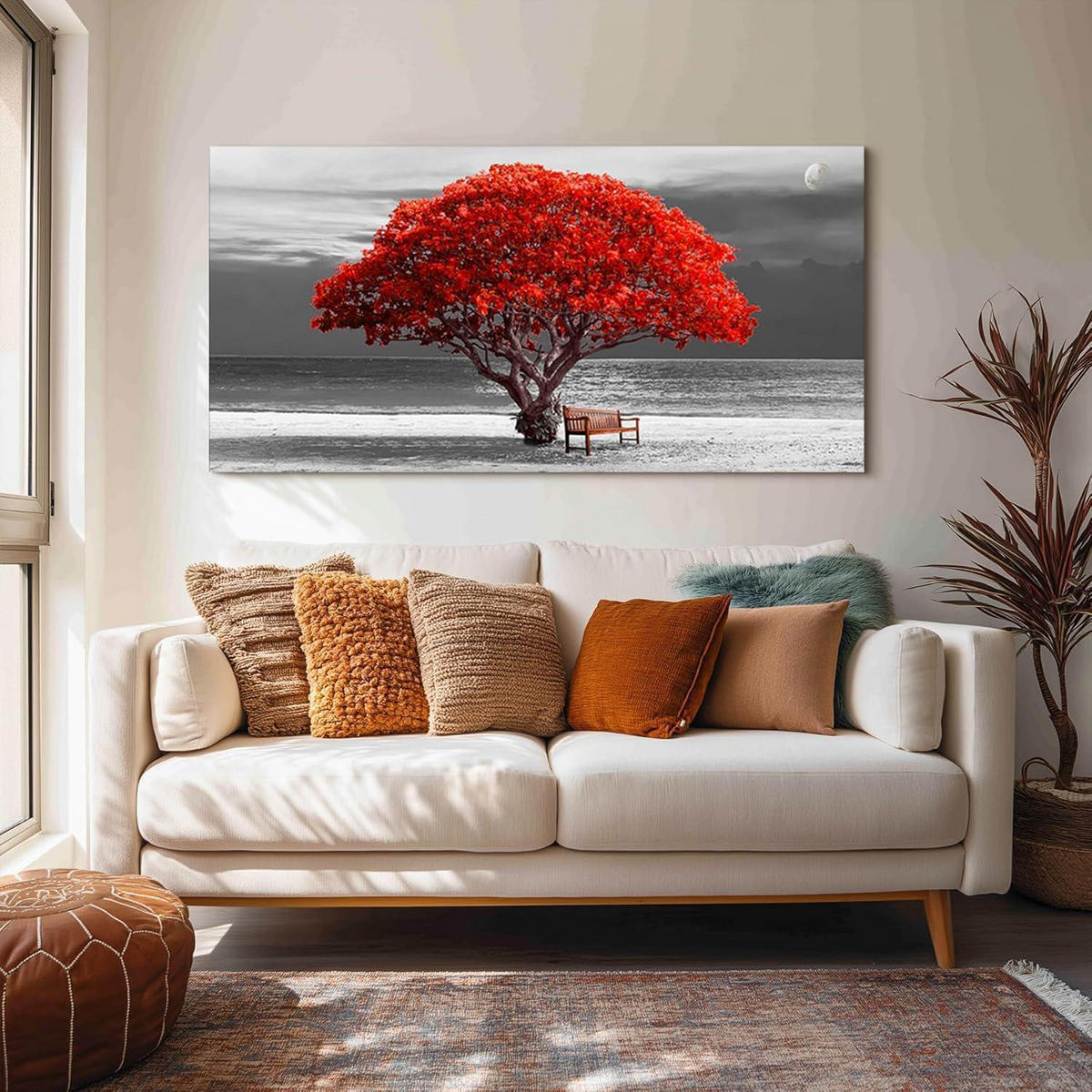 LEINWANDBILD Baum des Lebens 150 x 75 cm - Rot, Papier (75/0.5cm)