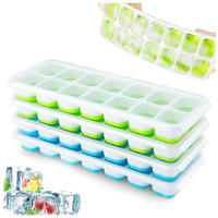 EISWÜRFELFORM 4er Set Silikon mit Deckel Blau/Grün - Multicolor, Kunststoff (9.8/3/25.4cm)