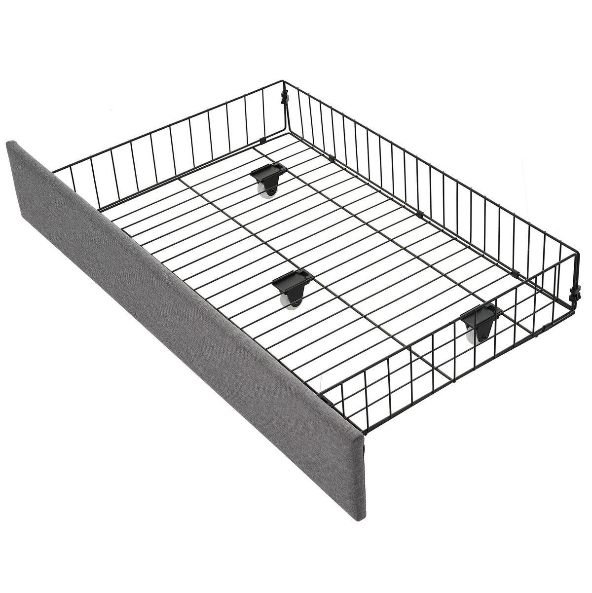 POLSTERBETT 90/190 cm Grau mit USB- und Type-C-Anschlüssen und 2 Schubladen - Grau, Textil (90/190cm) - OKWISH