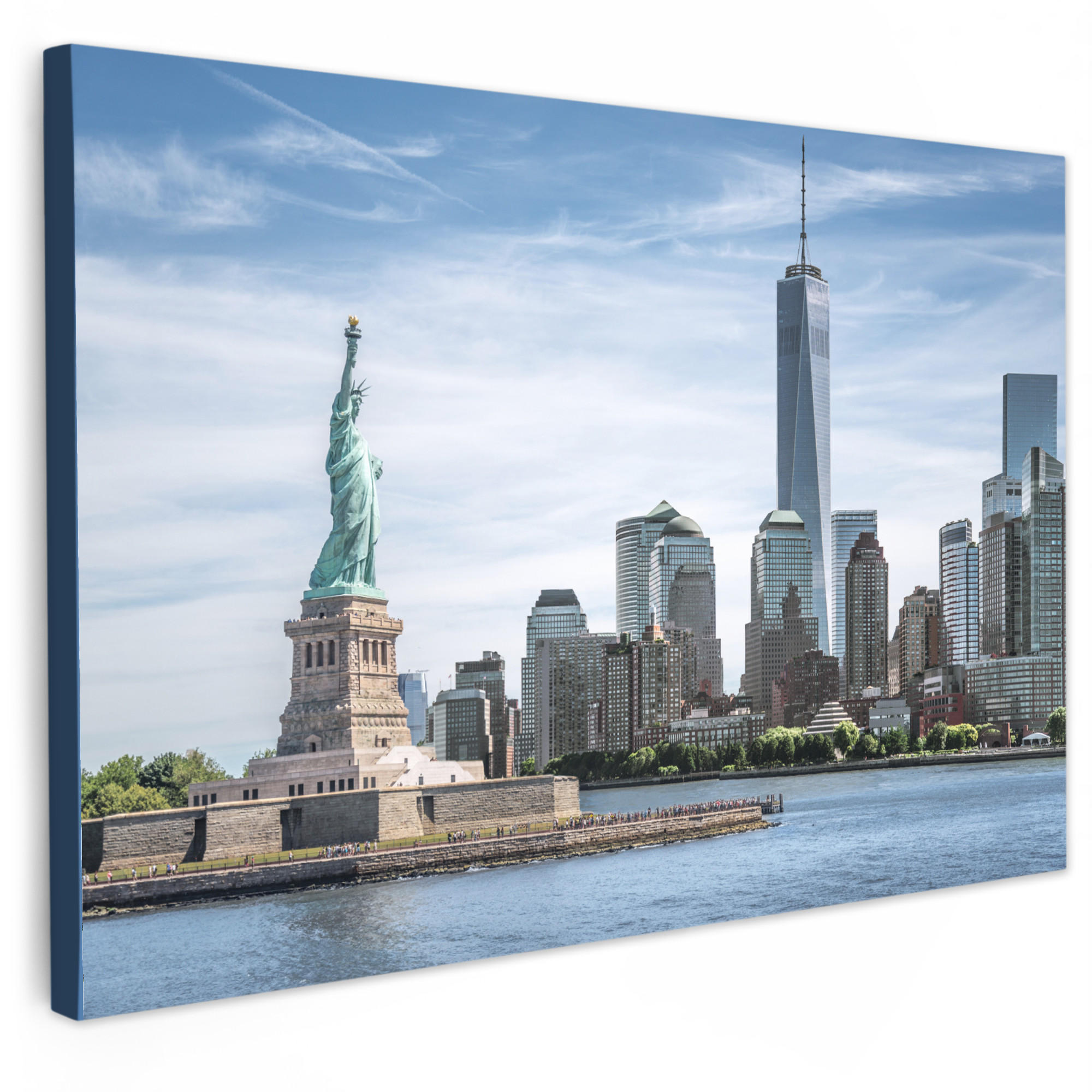 LEINWANDBILD New York - Freiheitsstatue - Wasser 30x20 cm - Hellblau, Textil (30/20cm) - MuchoWow