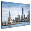 LEINWANDBILD New York - Freiheitsstatue - Wasser 30x20 cm - Hellblau, Textil (30/20cm) - MuchoWow