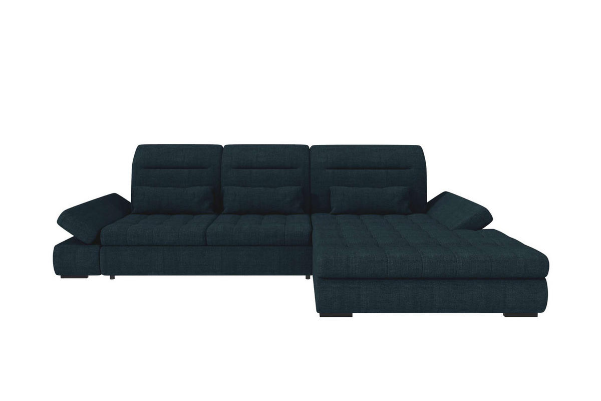 ECKSOFA Toscana Plus Velours inkl. Schlaffunktion - Dunkelblau, Textil (300/179cm) - 99rooms