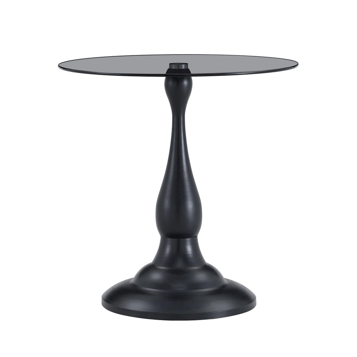 BEISTELLTISCH DE-37360 rund mit Glasplatte und geschwungenem Sockel Schwarz - Schwarz, Metall (50/50/51.5cm) - ComfortXL