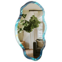 SPIEGEL 90x45 cm asymmetrisch mit Druck - Abstrakte Welle - Transparent, Glas (45/90/0.4cm) - TULUP