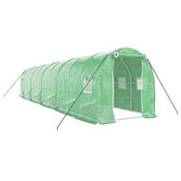 GEWÄCHSHAUS mit Stahlrahmen Grün 20 m² 10x2x2 m - Grün, Kunststoff (10/2/1000cm)