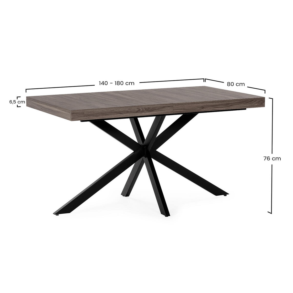 MASA DE MASA Genova cu aspect de nuc comun, 140-180 cm - culoare nucă, compozit lemnos (80/140/75cm) - VS Venta-stock