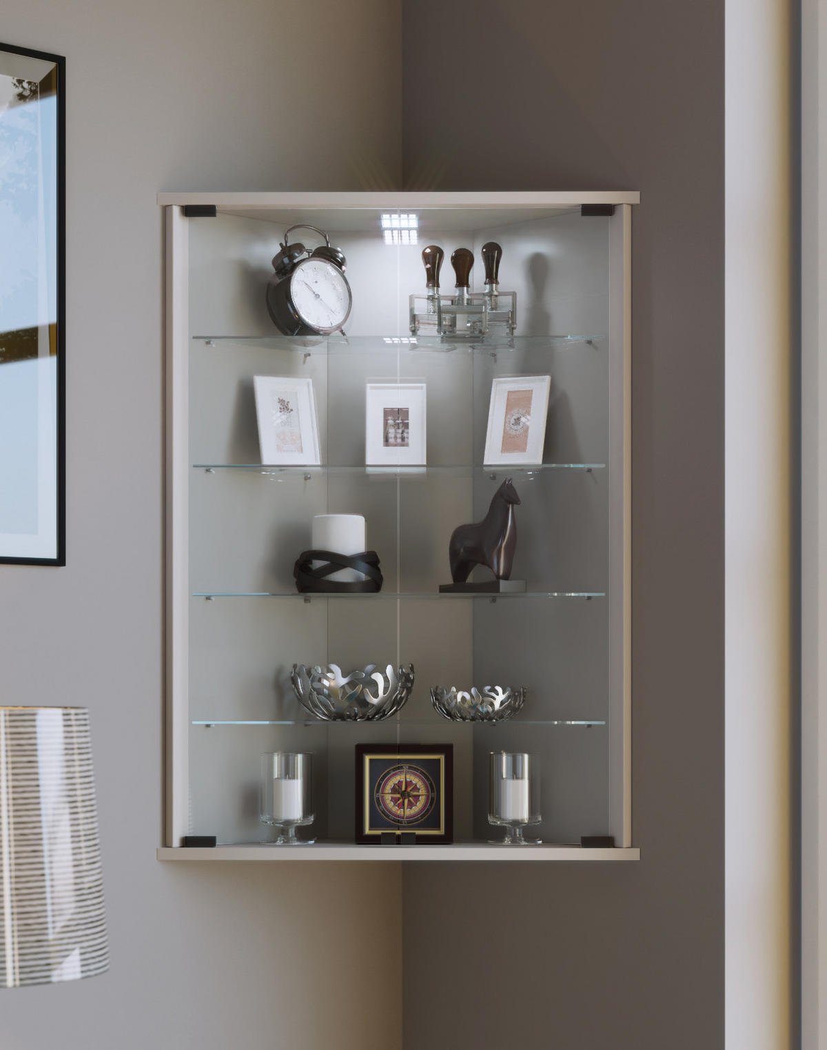 VITRINENSCHRANK Weiß - Weiß, Holzwerkstoff (68/88/23cm) - ebuy24