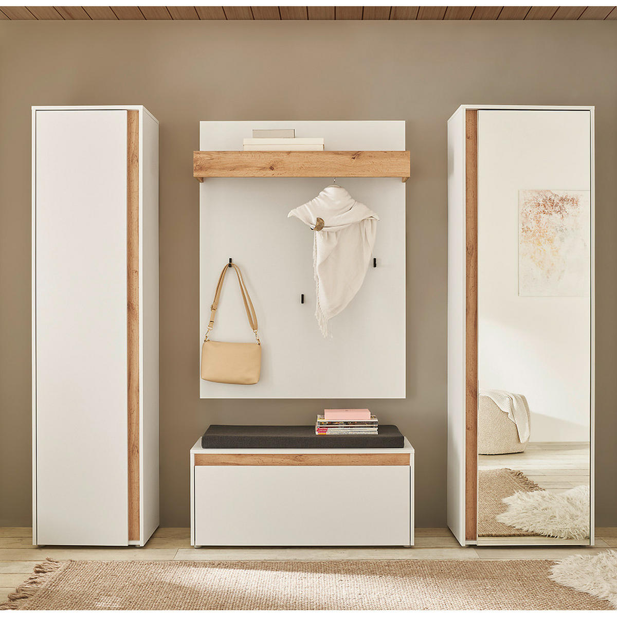 GARDEROBENSCHRANK Crisp-61 - Weiß, Holzwerkstoff (60/200/40cm) - Lomado