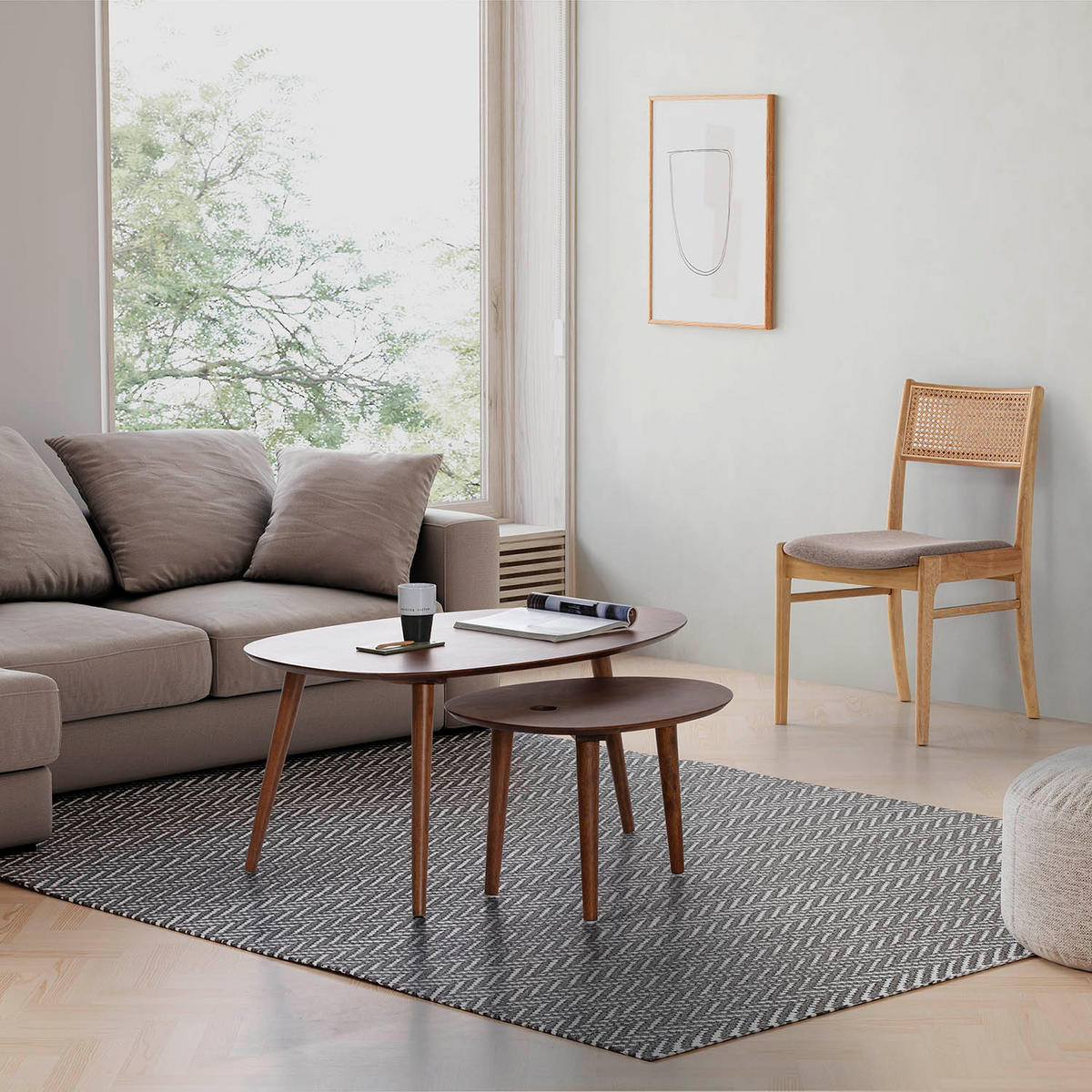 COUCH-/BEISTELLTISCH-SET Eclipse Walnussfarbe - Wildeiche, Holz (45/100/60cm) - VS Venta-stock