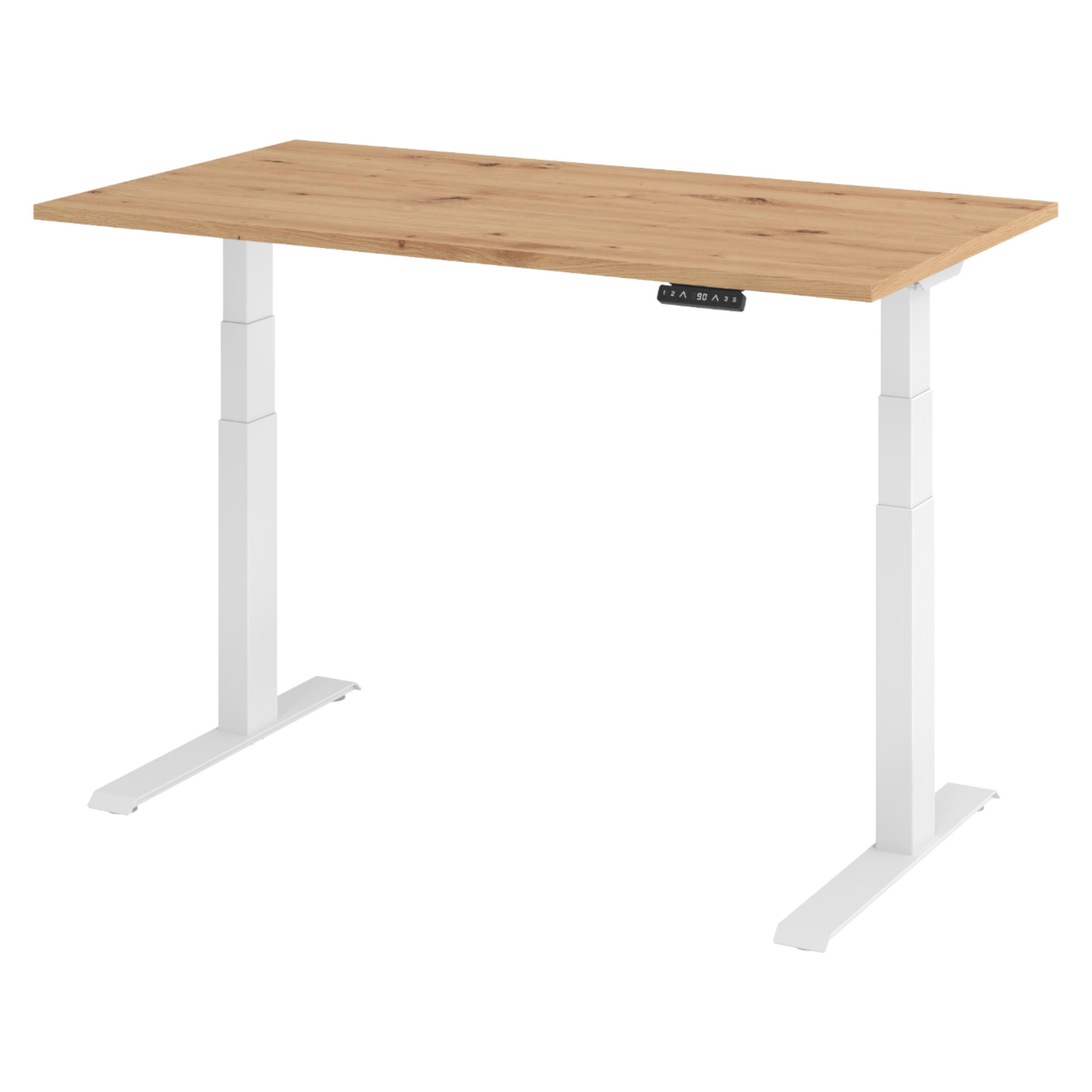 SCHREIBTISCH elektrisch XDKB 80/140/74 cm in Wildeiche/Weiß - Wildeiche/Weiß, Holzwerkstoff (80/140/74cm) - bümö