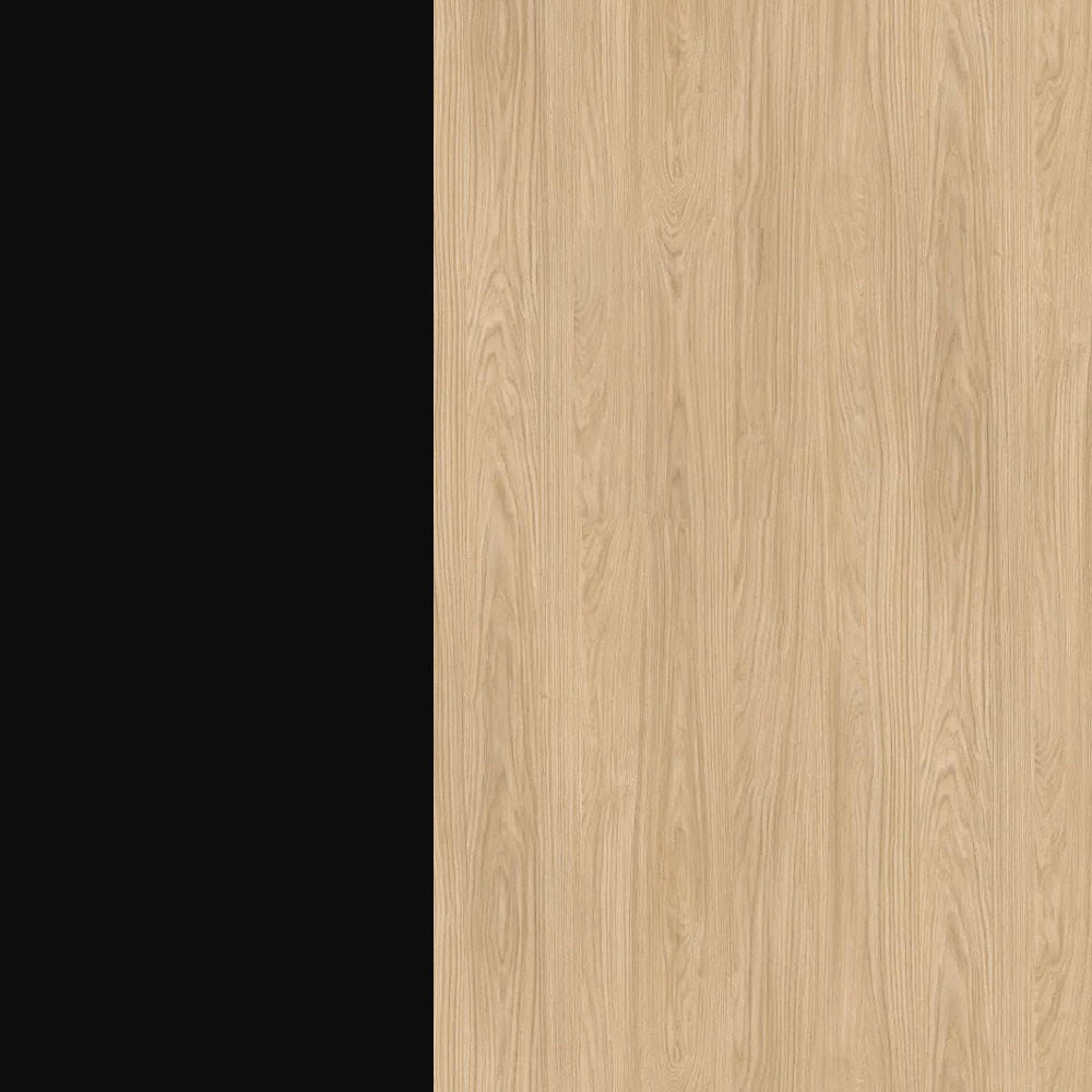 KÜCHENZEILE Casella 15-teilig Schwarz / Casella Eiche Natur hell - Hellbraun/Schwarz, Holzwerkstoff/Metall (360/207/270cm) - Feldmann-Wohnen