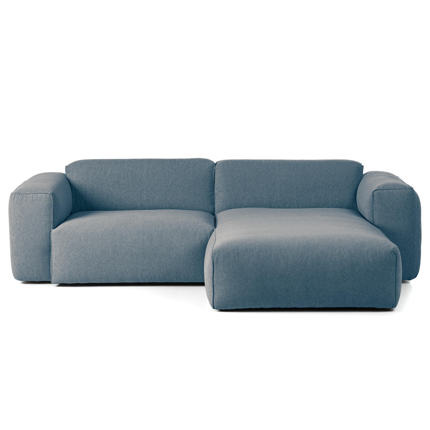 1,5-SITZER ECKSOFA mit Longchair - Blaugrau/Schwarz, Kunststoff/Textil (260/173cm) - home24