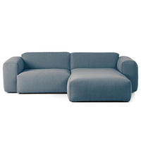1,5-SITZER ECKSOFA mit Longchair - Blaugrau/Schwarz, Kunststoff/Textil (260/173cm) - home24