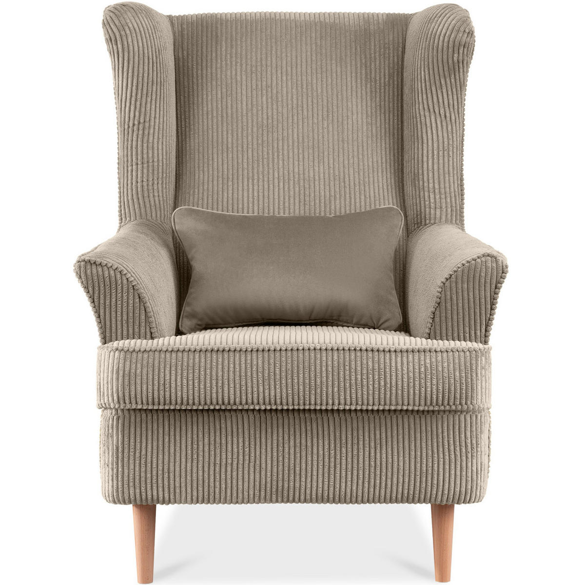 OHRENSESSEL STRALIS inklusive dekorativem Kissen, beige - Beige/Grau, Textil (82/108/80cm) - KONSIMO®