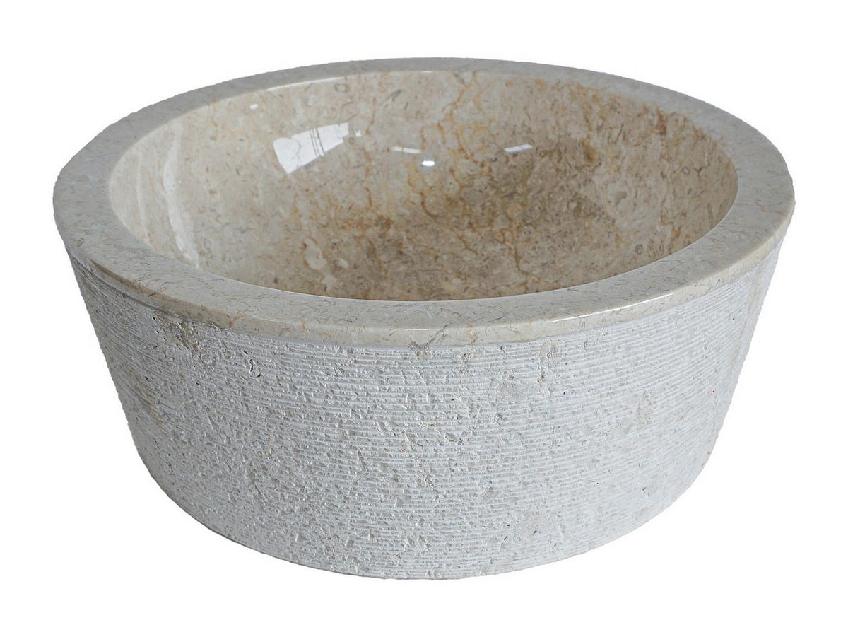 WASCHBECKEN - Marmor - Cremefarben - MARBLE - Creme, Stein (40/15/40cm) - Vente-Unique