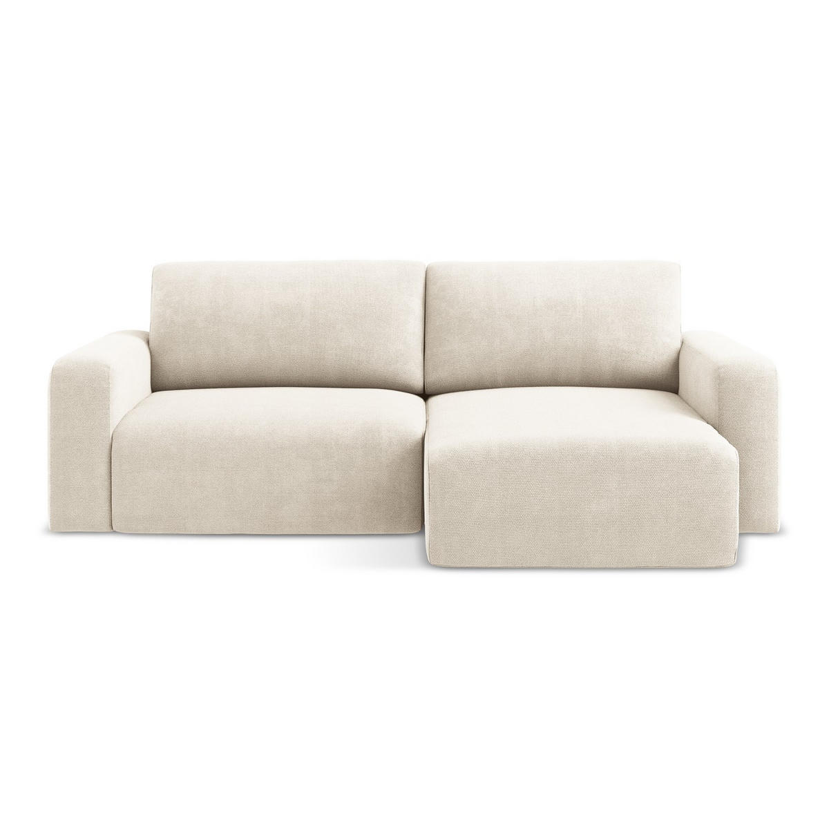 ECKSOFA mit Schlaffunktion rechts Chenille Stoff Beige - Beige/Creme, Kunststoff/Textil (244/149cm) - LaMiaSofa