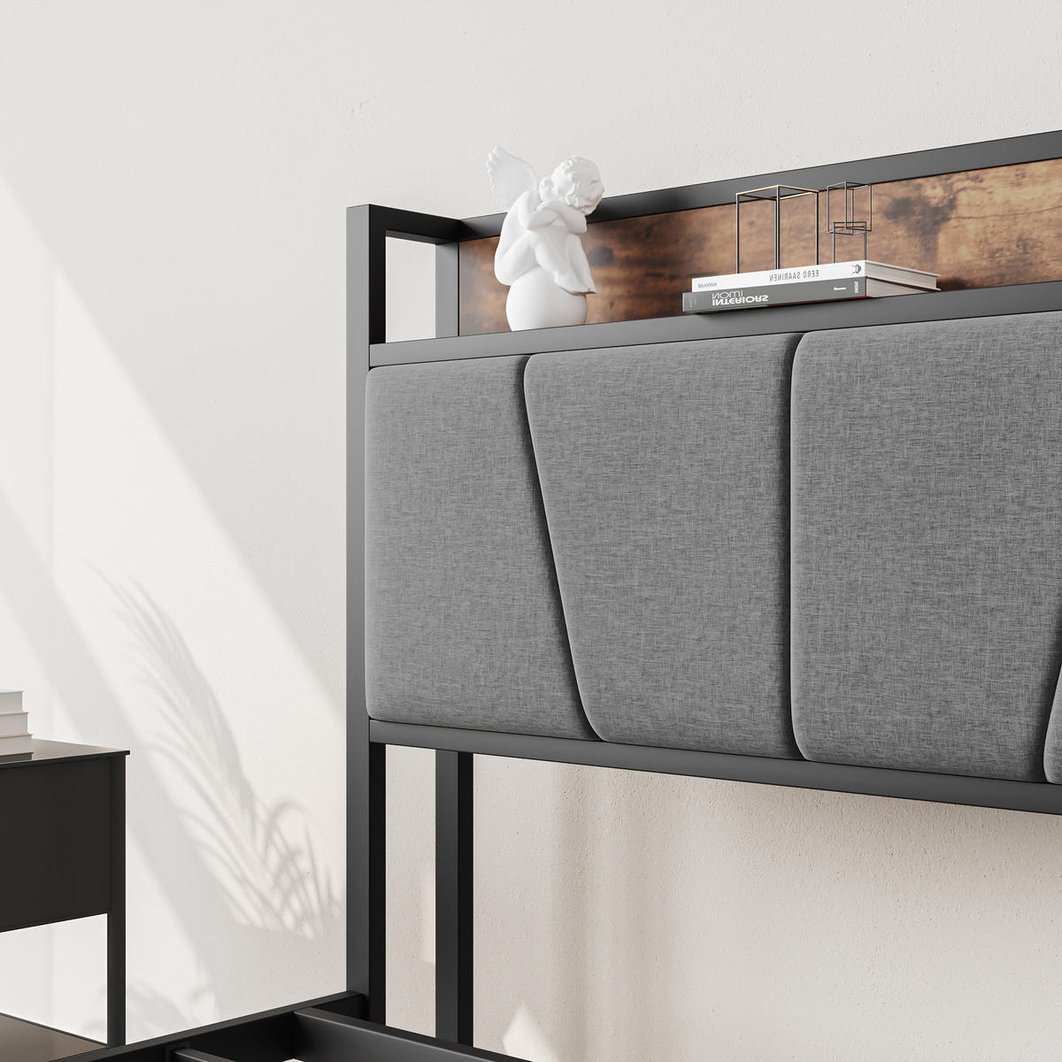 BETT 120/200 cm DE-35537 mit LED & USB-Ladestation Braun - Braun, Metall (120/200cm) - ComfortXL