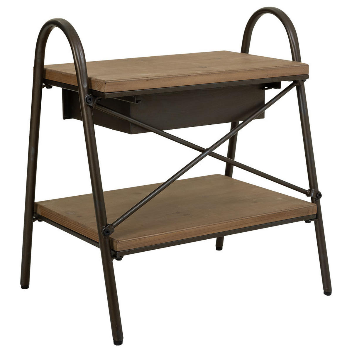 NACHTTISCH aus Metall und Holz, braun, 52x42x60cm - Braun, Holz (52/60/42cm) - Wanderlust