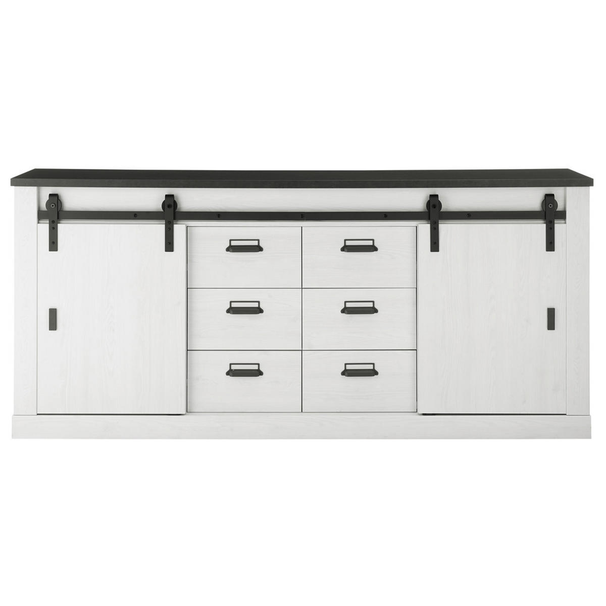SIDEBOARD Shelton-61 - Weiß, Holzwerkstoff (201/91/43cm) - Lomado