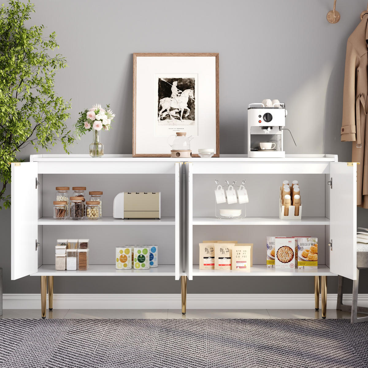 SIDEBOARD Weiß 140/38/75 cm - Weiß, Holzwerkstoff (140/75/38cm) - PANGIVO