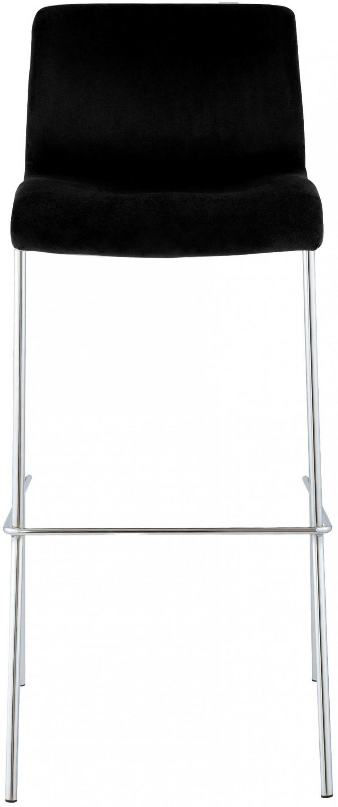 BARHOCKER Samt Schwarz - Chromfarben/Schwarz, Textil/Metall (43/100/48cm) - CLP