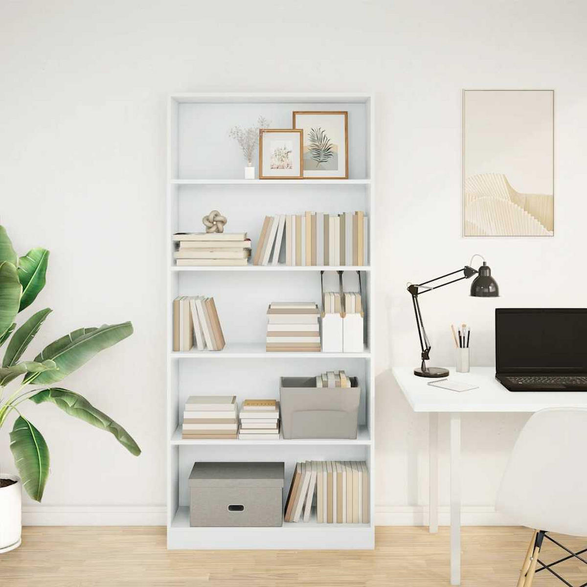 BÜCHERREGAL Weiss 80/24/176 Cm Holzwerkstoff - Weiß, Holzwerkstoff (24/176/80cm) - vidaXL