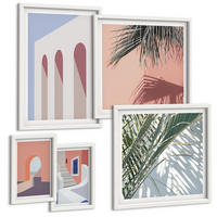 BILDER SET 5er Set - 50x50 cm & 20x30 cm & 40x60 cm Weißer Rahmen - Illustrationen der Stadtarchitektur - Weiß, Kunststoff (40/60cm) - TULUP