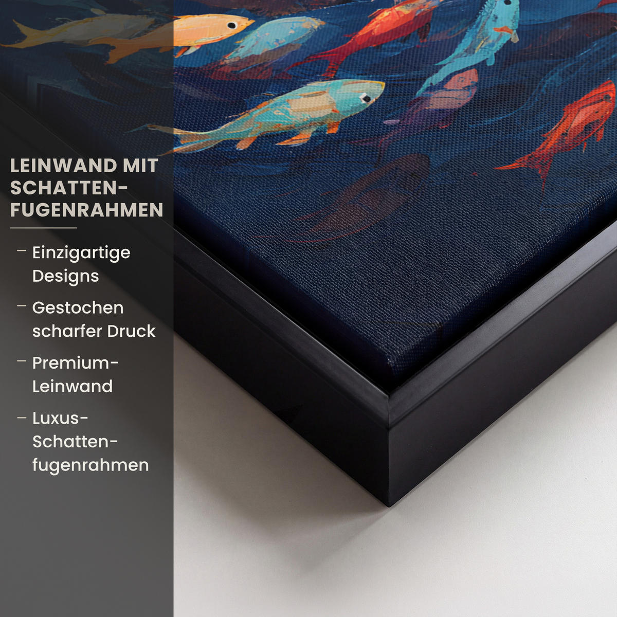 LEINWAND Bilder mit Rahmen - Meer - Fische - Bunt - Dynamisch - 30x40 - Hellblau, Textil (30/40cm) - MuchoWow