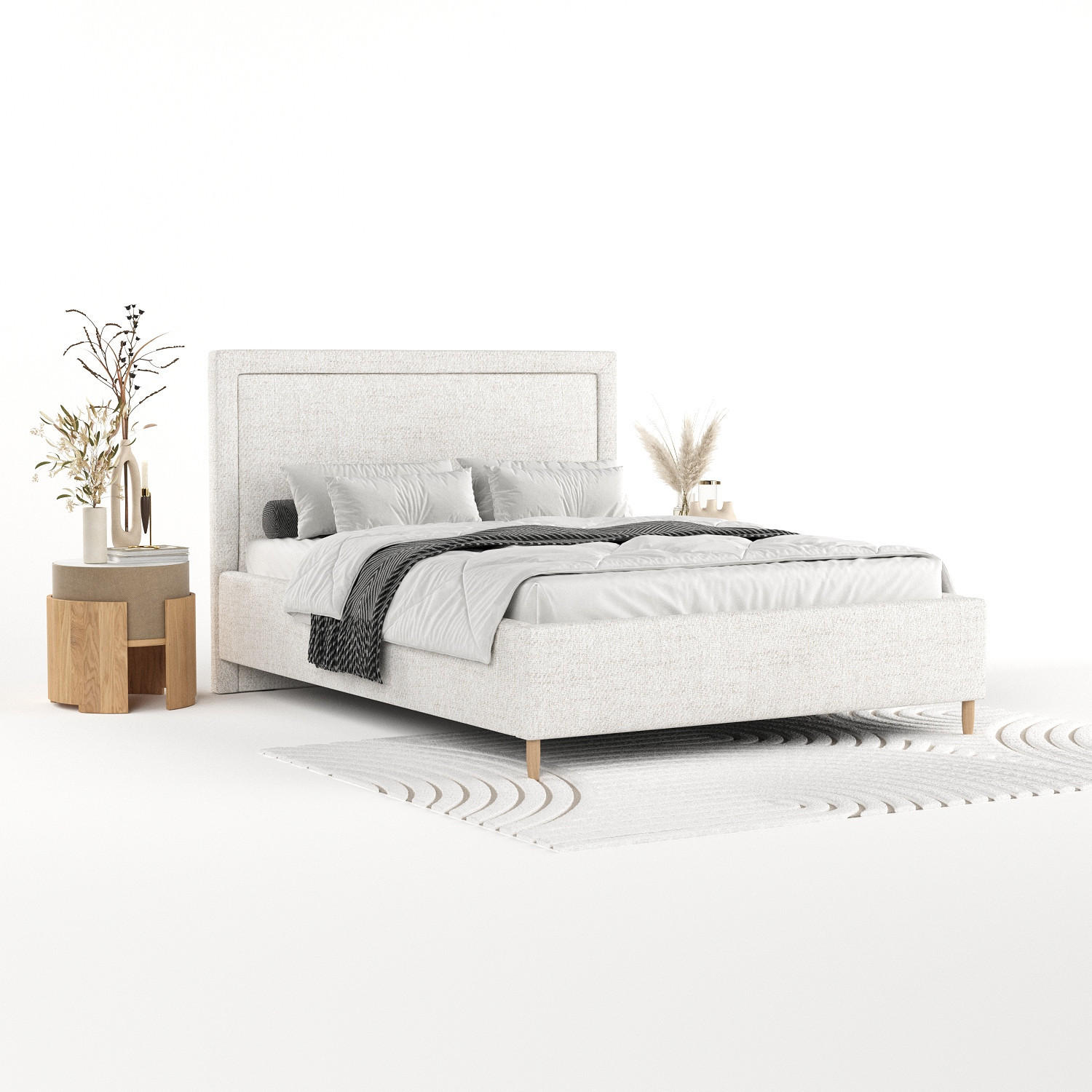 POLSTERBETT Vega 120/200 cm Creme im Neve Stoff - Creme/Naturfarben, Holz/Holzwerkstoff (120/200cm) - AltaBeds