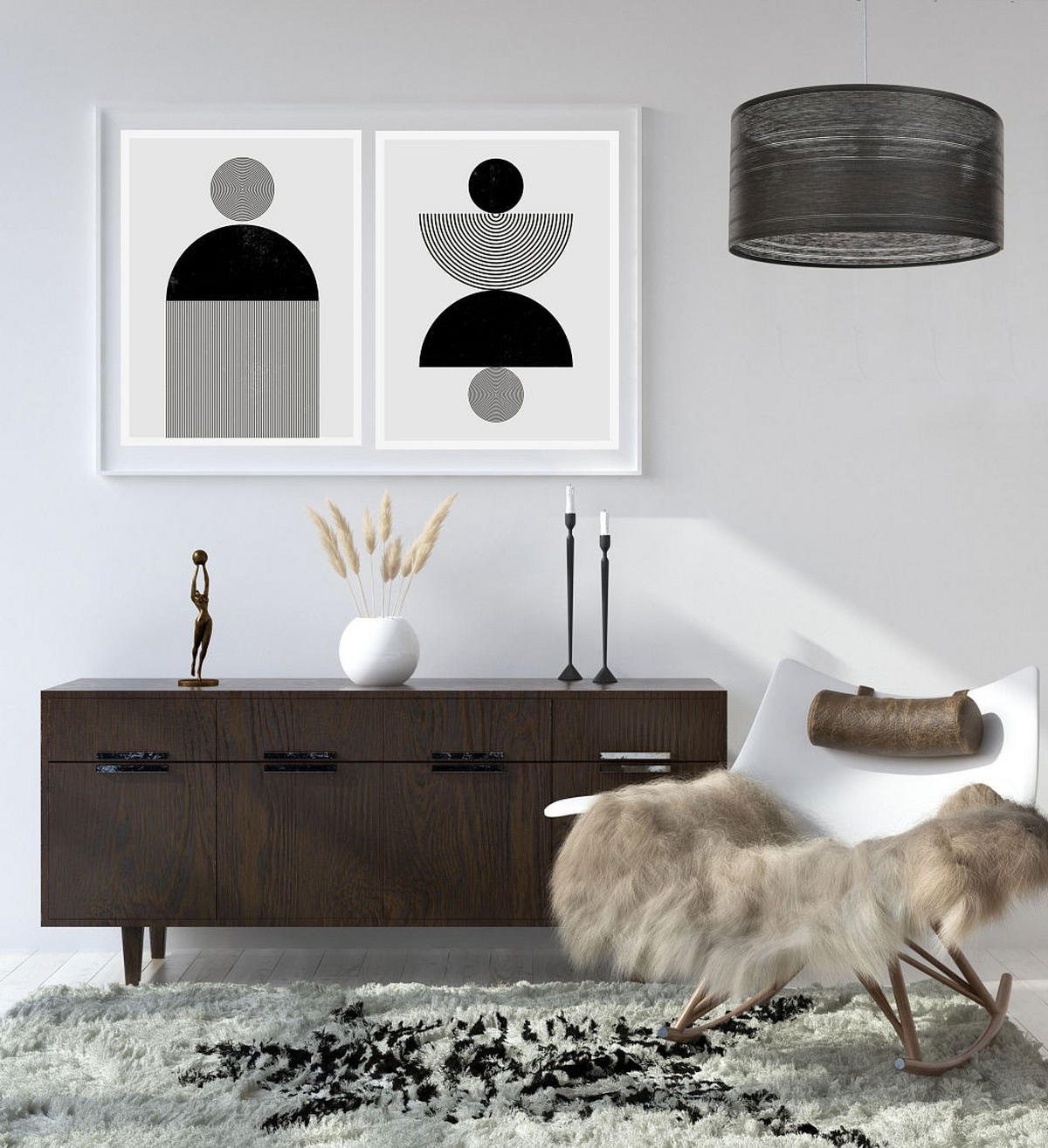 HÄNGELEUCHTE Grau 50/25 cm - Schwarz/Grau, Kunststoff (50/0.6/25cm) - ONZENO