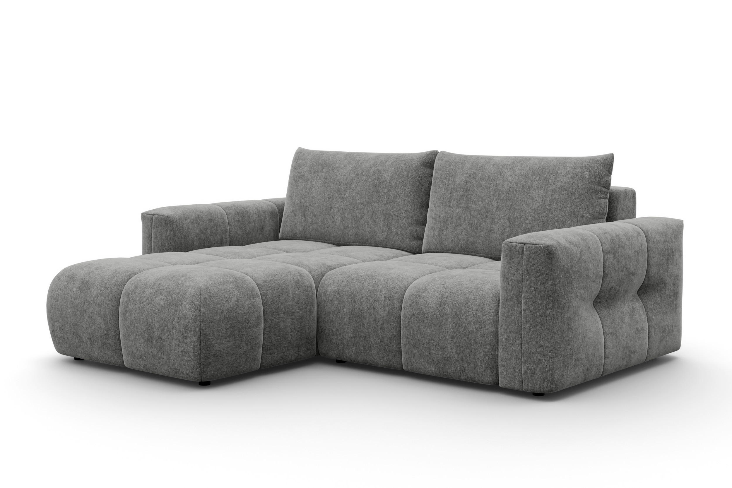ECKSOFA VERONA 3-Sitzer links, Grau - Schwarz/Grau, Holz/Textil (224/173cm) - Courtois Laville