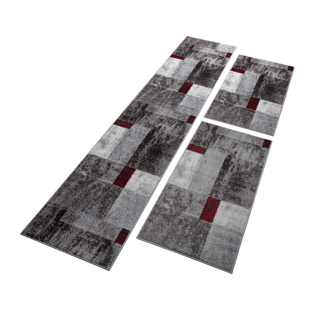 BETTUMRANDUNG Phönix abstraktes Design rot 1 x 67 x 340 cm, 2 x 67 x 140 cm Set 3-teilig - Rot, Kunststoff/Textil (67/620cm)