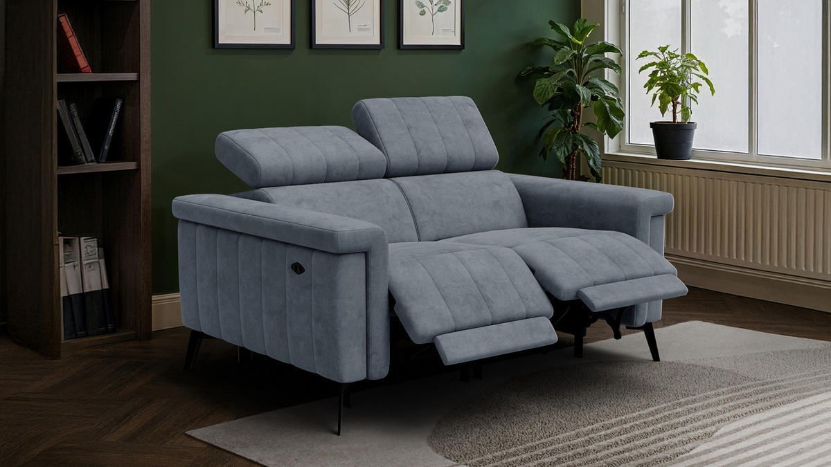 RELAXSOFA NORDEL 2-Sitzer, dunkelgrau - Dunkelgrau/Schwarz, Holz/Textil (150/80/105cm) - Courtois Laville