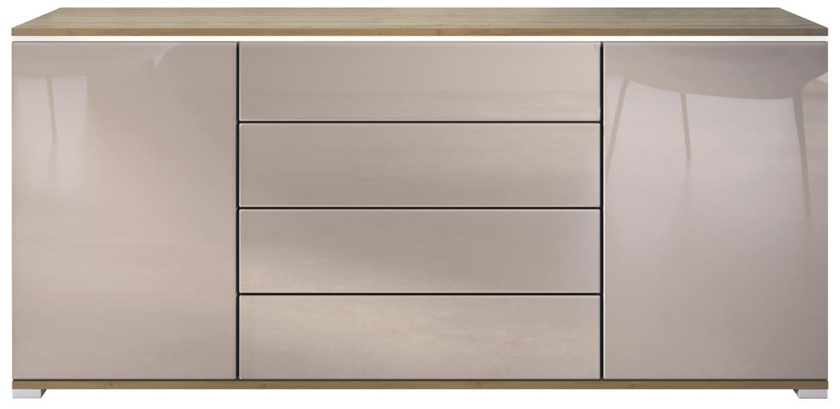 SIDEBOARD Faro Sandgrau Hochglanz - Sandfarben, Holzwerkstoff (166.5/75.5/35cm) - Vladon